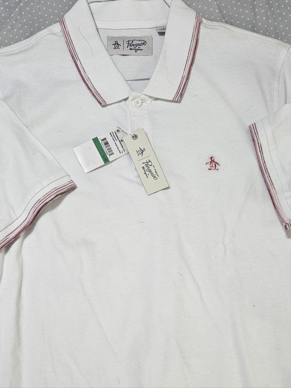Original Penguin White Polo with Red Trim